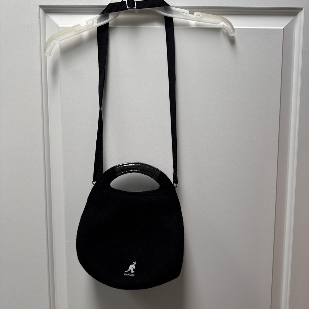Kangol Wool 504 Bag Black Vintage Y2K Top Handle Crossbody Purse Messenger Rare